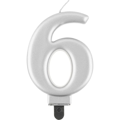 Godan Свещ за рожден ден 6 металик сребриста