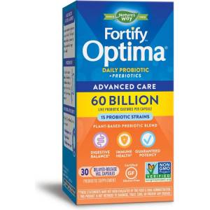 Nature's Way Fortify Optima® Advanced Care Probiotic - Фортифай - Оптима пробиотик + пребиотици, 60 милиарда активни пробиотици, 30 капсули Nature’s Way (15783)