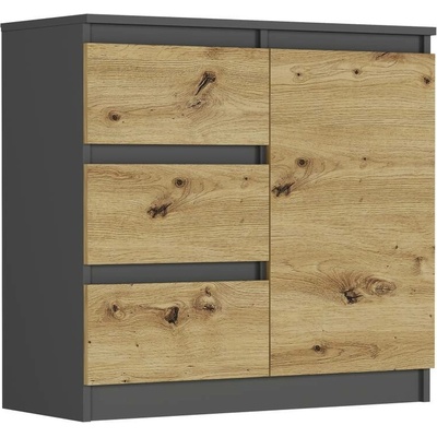 Framire Komoda antracit mix artisan 80 x 76 x 33 cm R-80-S3