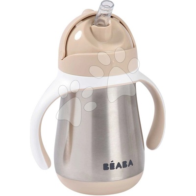 Beaba Fľaša s dvojitými stenami Stainless Steel Straw Cup Clay z nehrdzavejúcej ocele 250 ml hnedá