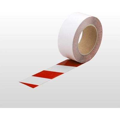 Extra tenká podlahová páska WT-5420 s protiskluzovým povrchem, odnímatelná – fólie, červeno-bílá, 50 mm × 10 m