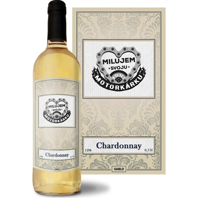 Sablio Milujem svoju motorkárku Chardonnay biele suché víno 12 % 0,75 l (čistá fľaša)