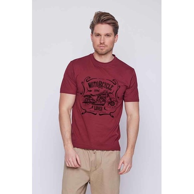 GloStory pánské tričko Motorcycle vínová