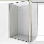 Mexen Kioto стена за душ Walk-in 110 x 40 см, черна рамка, златисто четкано - 800-110-212-55-70-040 (800-110-212-55-70-040)