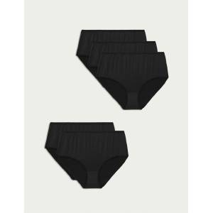 Marks & Spencer Боксерки бикини с висока талия от микрофибър, без видими ръбове, 5 бр. Marks & Spencer черен Marks & Spencer | Cheren | ЖЕНИ | 8