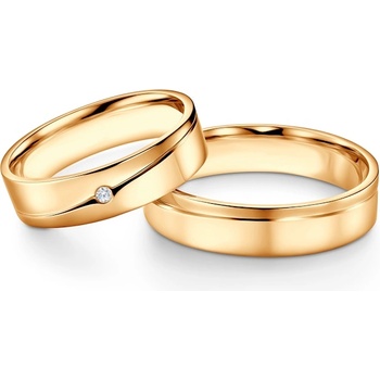 SAVICKI Сватбени халки: жълто злато, плоски, 5 мм