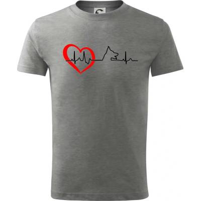 Nemecký ovčiak ekg tričko detské tmavosivý melír