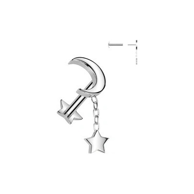 Šperky4U piercing do brady Push In labreta titan TIT1414