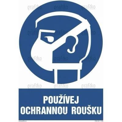 Grafiko | Používej ochrannou roušku / respirátor - Text obrázku Používej ochrannou roušku, Materiál Hliník, Rozměr 297x210mm