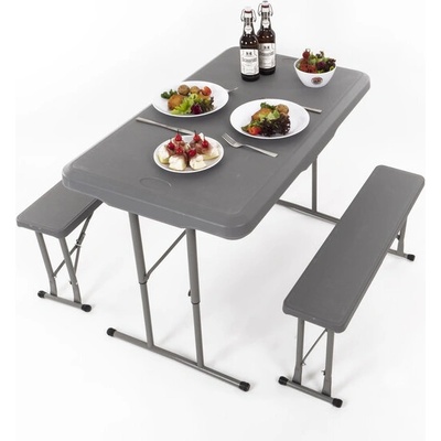 Camp4 Комплект easy - маса 105х65см и 2 пейки 84, 5х20см, сиви - спукан плот на масата, отворен ръб (9105485)