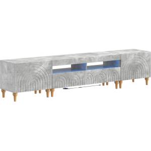 vidaXL 3 части LED ТВ шкаф Бетонно сиво Инженерна дървесина (3416499)