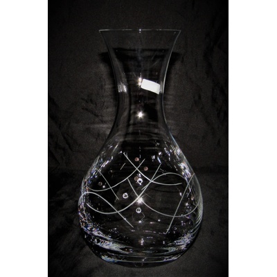 LsG Crystal Láhev na víno vodu 12 x SWAROVSKI krystal broušená rytá dekor Lucia dárkové balení satén LA 928 1250 ml