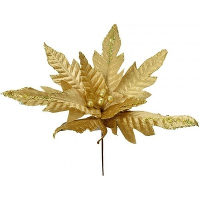 Clayre & Eef Zlatá dekorace květina vánoční hvězda Poinsettia - Ø 48*50 cm - Clayre & Eef