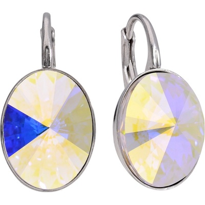 Swarovski Elements Oval Rivoli náušnice visací bílé duhové oválky 31275.4