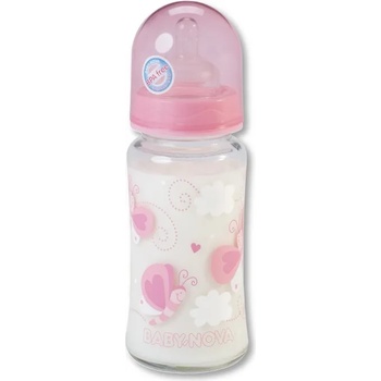 Baby-Nova Стъклено шише Baby Nova - 230 ml, розово (44240)