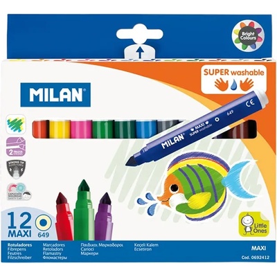 MILAN Флумастери Maxi Super Washable, 12 цвята (O1010180031)