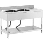 Royal Catering Мивка - 2 мивки - неръждаема стомана - 140 x 60 cm - Royal Catering RCGS-2B1400D6 (RCGS-2B1400D6)