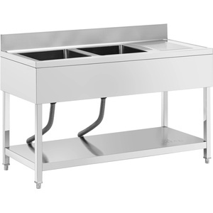 Royal Catering Мивка - 2 мивки - неръждаема стомана - 140 x 60 cm - Royal Catering RCGS-2B1400D6 (RCGS-2B1400D6)