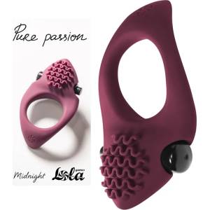  Пенис ринг, вградена вибрация и релеф - Pure Passion Midnight Red (1300-02LOLA)