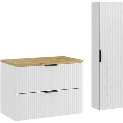Comad Koupelnová sestava Casad s deskou a skříňkami 80 cm bílá/dub artisan