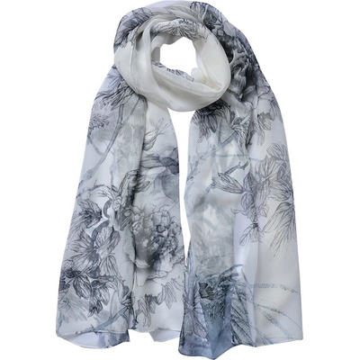 šátek šedý dámský s květy Women Print Grey
