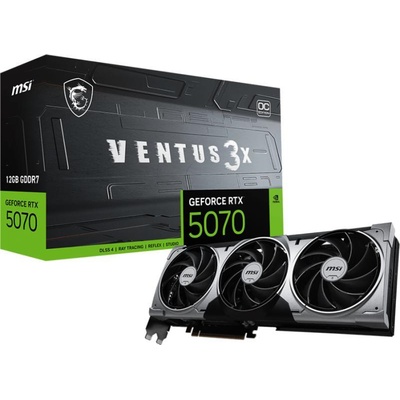 Видео карта Nvidia GF RTX 5070, 12GB, MSI Ventus 3X, OC, PCI-E 5.0, GDDR7, 192-bit, DisplayPort, HDMI (912-V532-204)