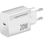 Esperanza EZC104K Бързо захранващо зарядно устройство 20W USB-C PD White EZC104W (EZC104W)