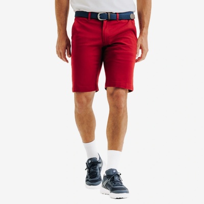 Inesis pánske golfové chino šortky MW500 bavlnené bordové