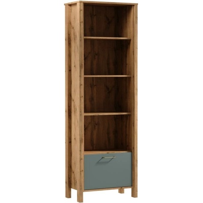 Gala Meble Knižnica MENTA 66x200x37 cm dub wotan/zelená S19-R1K-ZSM