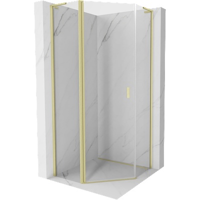 Mexen Mist L квадратна душ кабина на панти 80 x 80 см, прозрачна, четкано злато - 8A8L-080-080-55-00 (8A8L-080-080-55-00)