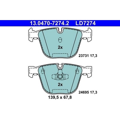 Sada brzdových platničiek kotúčovej brzdy ATE Ceramic 13.0470-7274.2