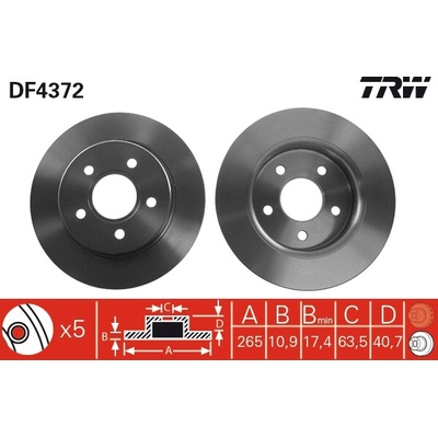 TRW Brzdový kotúč DF4372