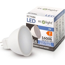 Ecolight LED žiarovka MR16 12V 2W studená biela