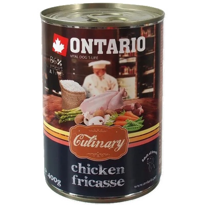 ONTARIO culinary chicken fricasse - деликатесна консерва за куче с пилешко фрикасе 400 гр, Чехия 214-22032