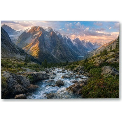 Plakát – Horská bystřina v skalnatém údolí Bez rámu Ano Bez rámu 135 × 90 cm