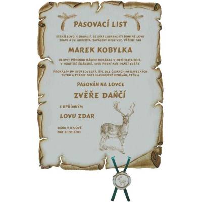 Dřevo Novák Pasovací list daněk č.732 pergamen z překližky