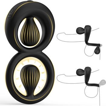 SuperLove Vibrating Cock Ring with Dual Adjustable Beads Black