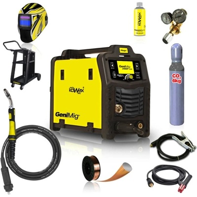 Kowax SET 4 GeniMig 240DP LCD MIG/MAG/LiftTIG/MMA + zváracia kukla KWX3+ redukčný ventil CO2 + zvárací drôt G3Si1 + tlaková fľaša CO2 + separačný sprej + podvozok