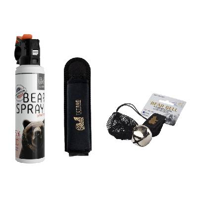 TETRAO Ultimate balíček na medvede - Bear spray 150 ml + puzdro (150 ml, 200 ml) + rolnička