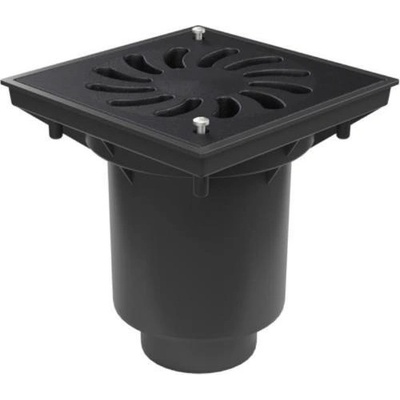 Enpro Vpusť kanalizační spodní D 160 mm suchá klapka litinová mřížka se zámkem černá