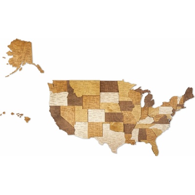 Drevená mapa USA Puzzle Premium