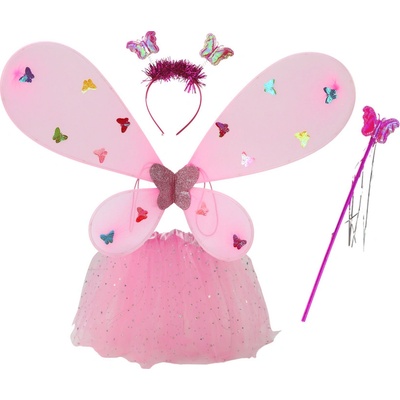 LEANToys Motýlí víla se svíticími křídly světlé růžová – Zboží Dáma