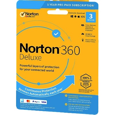 Symantec 360 deluxe 25gb + vpn 3 устройства - 12 месеца