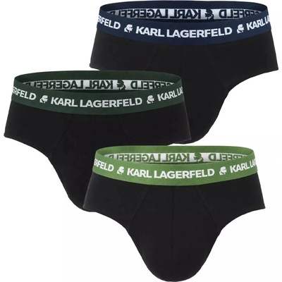 Karl Lagerfeld pánske slipy 3PACK organic cotton black / dill & forest waist