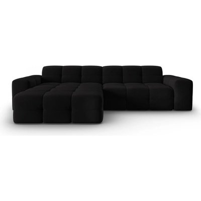 Micadoni Ъглов диван от черно кадифе (ляв ъгъл) Kendal - Micadoni Home (MIC_LC_S_121_F1_KENDAL3)