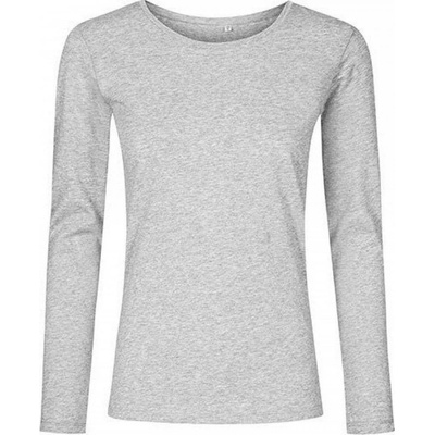 Promodoro Dámské tričko s dlouhým rukávem X.O single jersey heather grey
