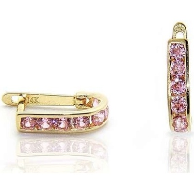 Jan Kos jewellery zlaté náušnice s růžovým kamenem 59625324