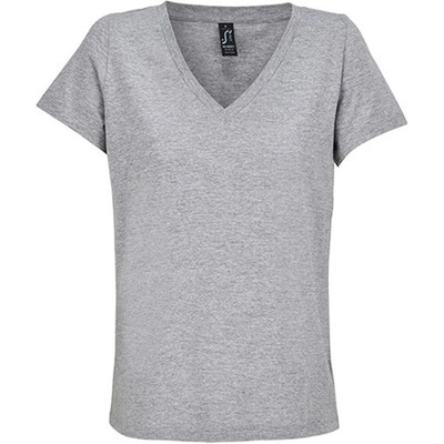 SOĽS Regent Dámske tričko s výstrihom do V SL04766 Grey melange