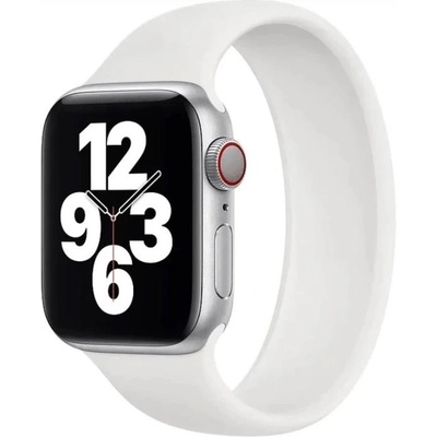 Apple Оригинална силиконова каишка за Apple Watch 44мм, 45мм, 46мм, Ultra, Ultra 2, Ultra 3 49 - Apple White Solo Loop Band Size 7 (разопакован) (MN7G3ZM/A)