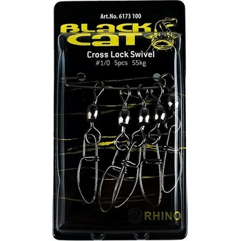 Black Cat karabinka s Obratlíkom Cross Lock Swivel veľ.1 55 kg 5 ks